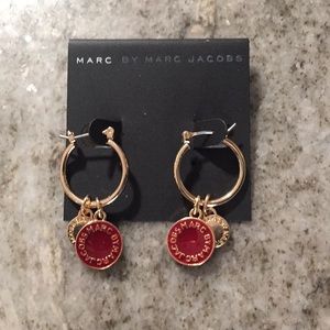 New Small Disc Style Burgundy & Gold Earrings